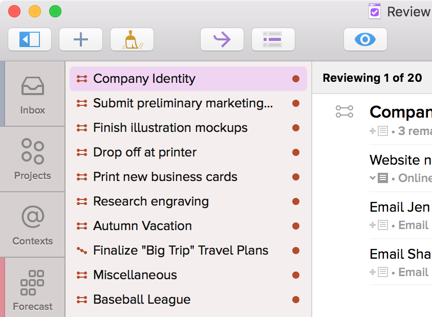 The Review Sidebar With Unreviewed Projects