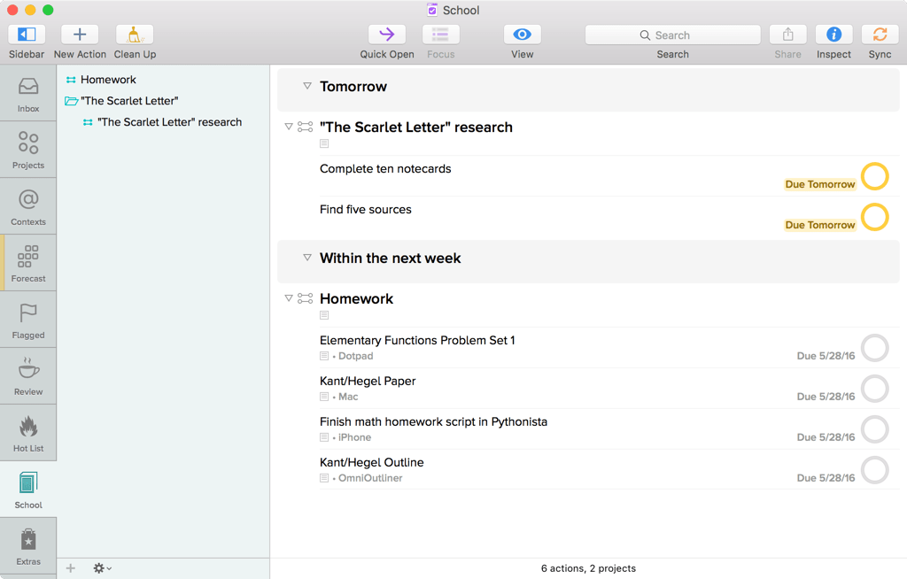 omnifocus taskpaper add project to subfolder