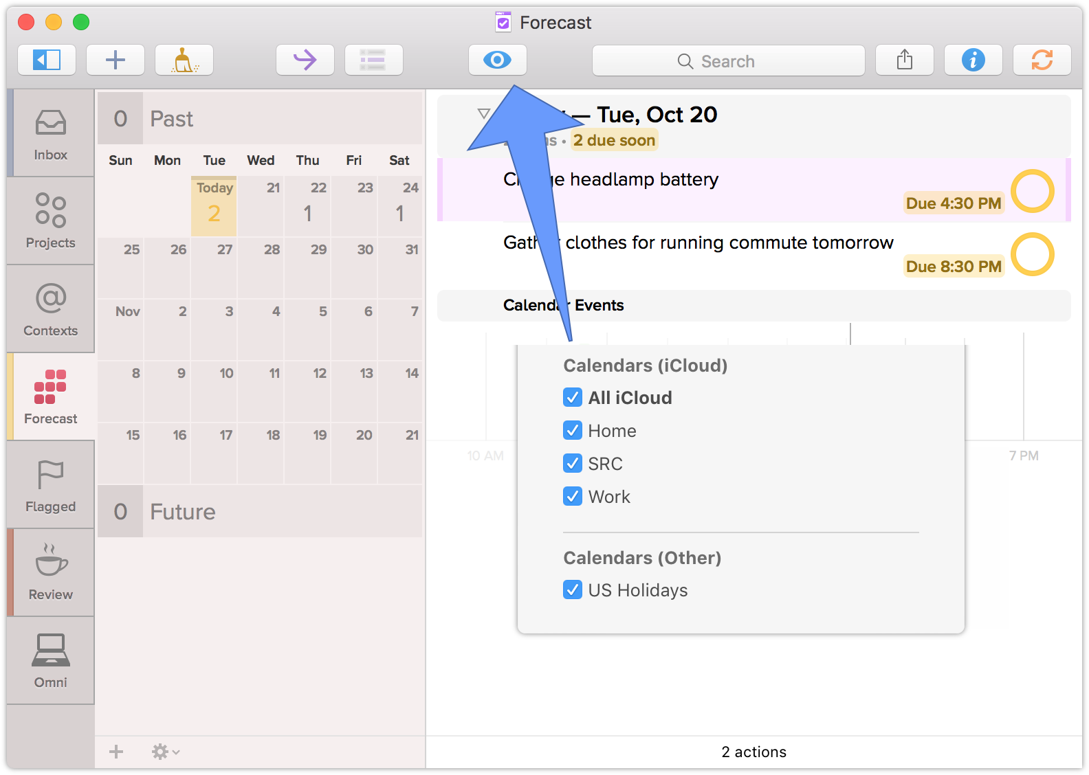 tie omnifocus into outlook for mac