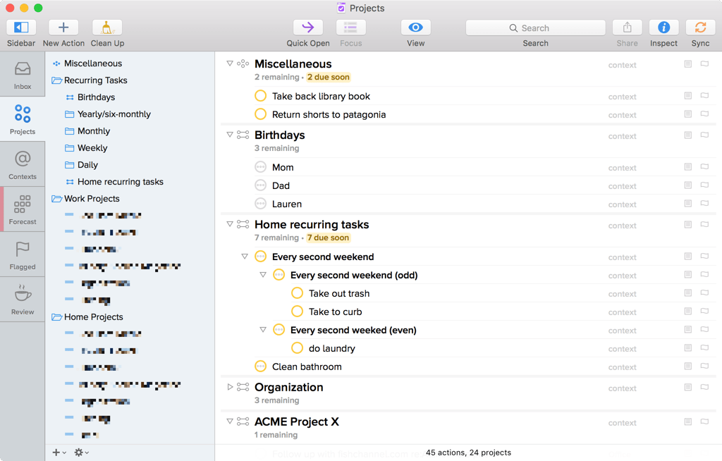 omnifocus setup examples