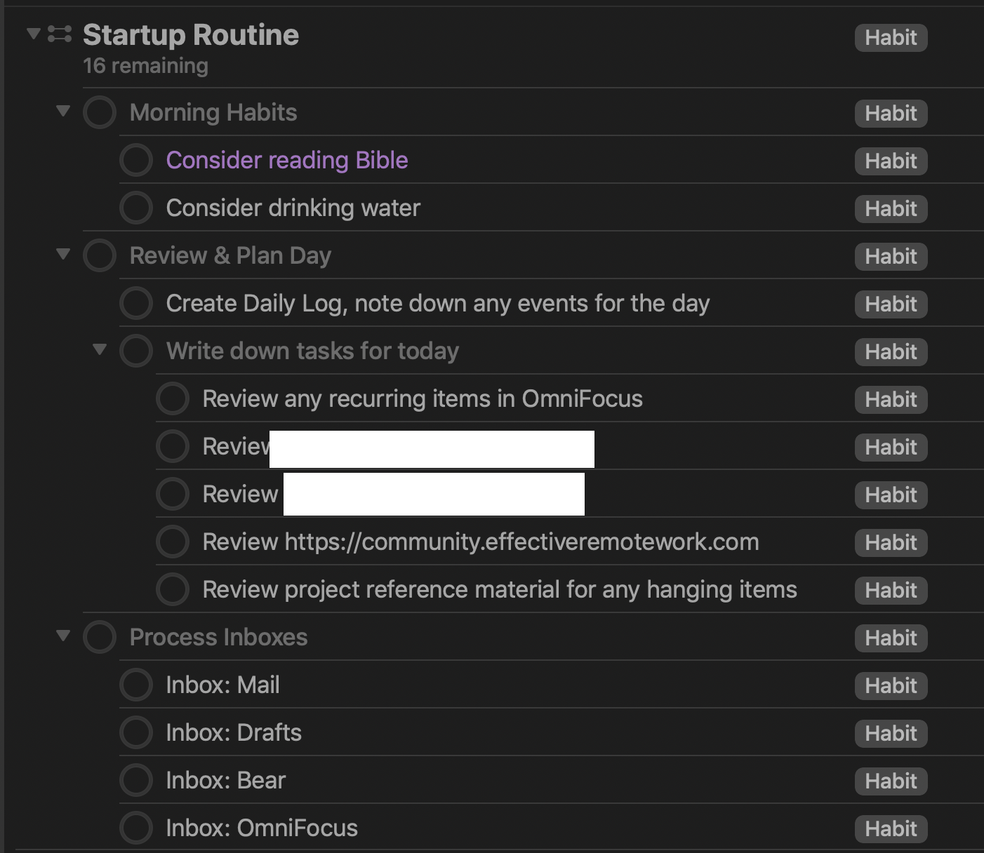 Screenshot showing the Startup Routine project.